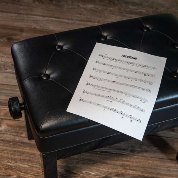 Sheet music on top of Stageline bench